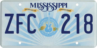 MS license plate ZFC218