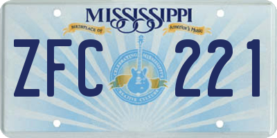 MS license plate ZFC221