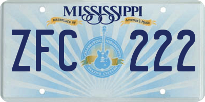 MS license plate ZFC222