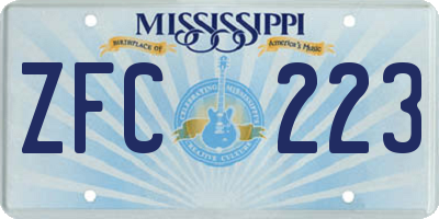 MS license plate ZFC223