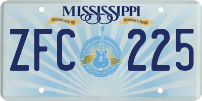 MS license plate ZFC225