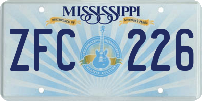 MS license plate ZFC226