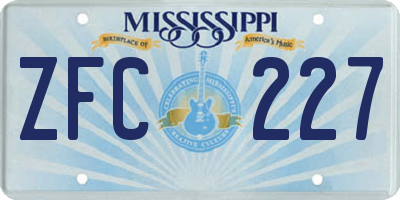 MS license plate ZFC227