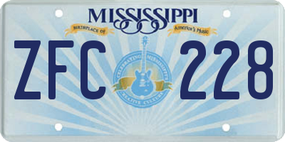 MS license plate ZFC228