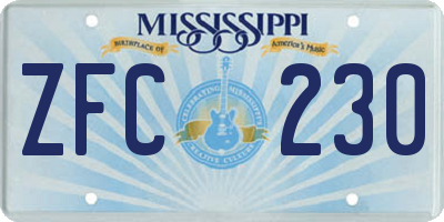 MS license plate ZFC230