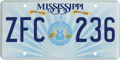 MS license plate ZFC236