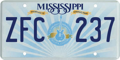 MS license plate ZFC237