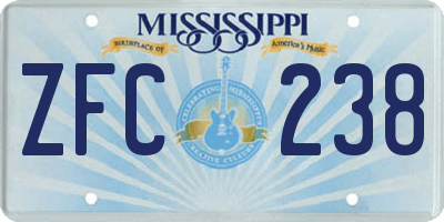 MS license plate ZFC238