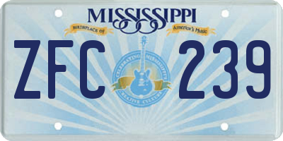 MS license plate ZFC239