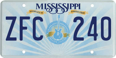 MS license plate ZFC240