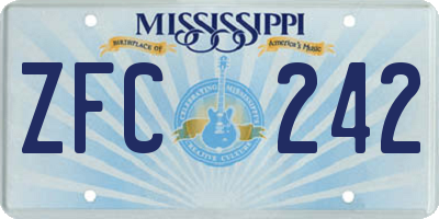 MS license plate ZFC242