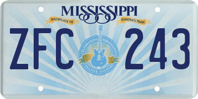 MS license plate ZFC243