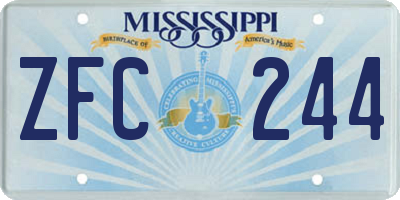 MS license plate ZFC244