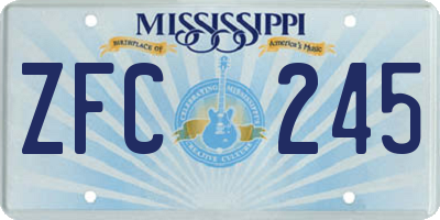 MS license plate ZFC245