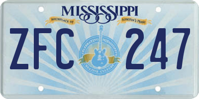 MS license plate ZFC247
