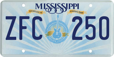 MS license plate ZFC250
