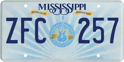 MS license plate ZFC257