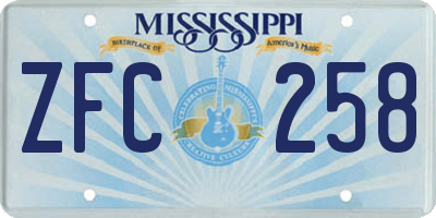 MS license plate ZFC258