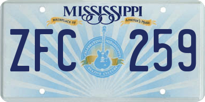 MS license plate ZFC259