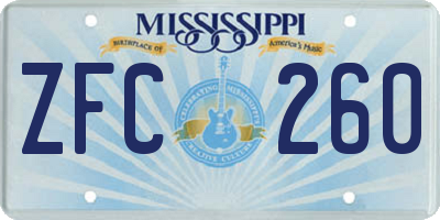 MS license plate ZFC260