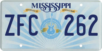 MS license plate ZFC262
