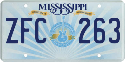 MS license plate ZFC263