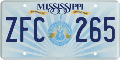 MS license plate ZFC265