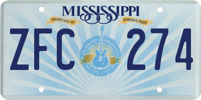MS license plate ZFC274