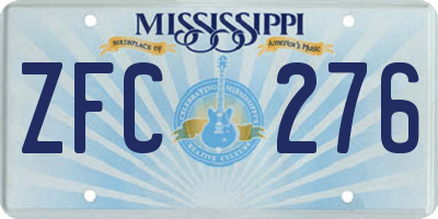 MS license plate ZFC276