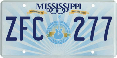 MS license plate ZFC277
