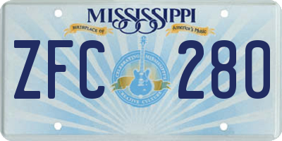 MS license plate ZFC280