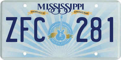 MS license plate ZFC281