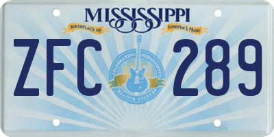 MS license plate ZFC289