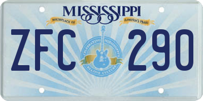 MS license plate ZFC290