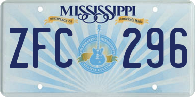 MS license plate ZFC296