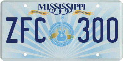 MS license plate ZFC300