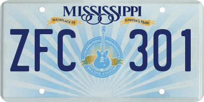 MS license plate ZFC301