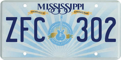MS license plate ZFC302