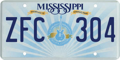 MS license plate ZFC304