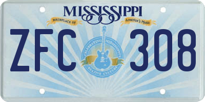 MS license plate ZFC308