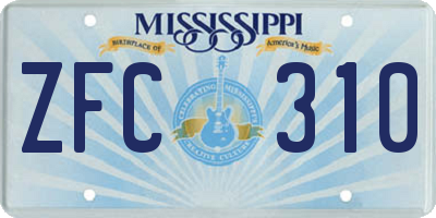 MS license plate ZFC310