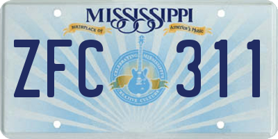 MS license plate ZFC311