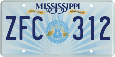 MS license plate ZFC312