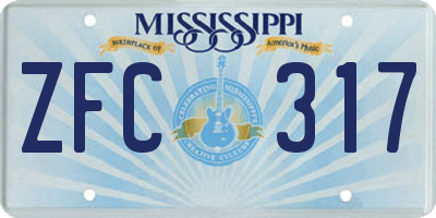 MS license plate ZFC317
