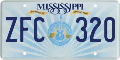MS license plate ZFC320