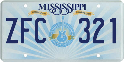 MS license plate ZFC321