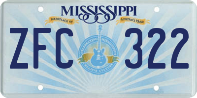 MS license plate ZFC322