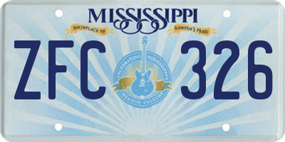 MS license plate ZFC326