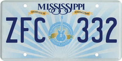 MS license plate ZFC332