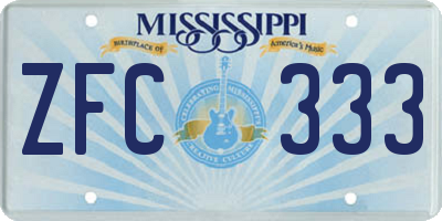 MS license plate ZFC333
